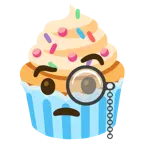 face with monocle + cupcake