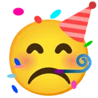 cara con el ceño fruncido + cara de fiesta