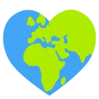 palo de corazones + globo terráqueo mostrando Europa y África