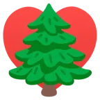 palo de corazones + árbol de hoja perenne