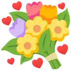 palo de corazones + ramo de flores