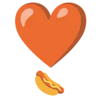exclamación de corazón + perrito caliente