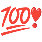 exclamación de corazón + cien puntos