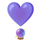 exclamación de corazón + bola de cristal