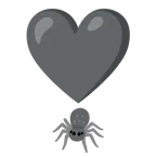 exclamación de corazón + araña