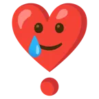 exclamación de corazón + cara sonriente con lágrima
