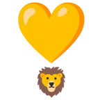 exclamación de corazón + león