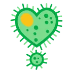 exclamación de corazón + microbio