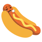 face exhaling + hot dog