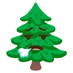 face exhaling + evergreen tree