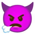 face exhaling + angry face with horns
