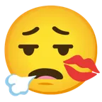 face exhaling + kiss mark
