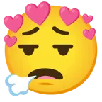 face exhaling + heart with arrow