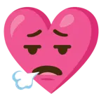 face exhaling + heart with ribbon