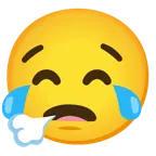 face exhaling + face with tears of joy
