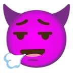 face exhaling + smiling face with horns
