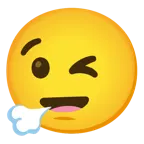 face exhaling + winking face