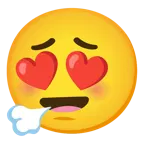 face exhaling + smiling face with heart-eyes