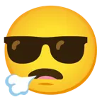 face exhaling + smiling face with sunglasses