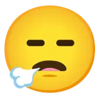 face exhaling + expressionless face