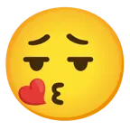 face exhaling + face blowing a kiss