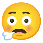 face exhaling + flushed face
