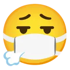 face exhaling + face with medical mask