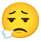 face exhaling + slightly frowning face