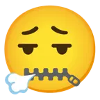 face exhaling + zipper-mouth face