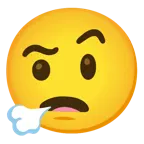 face exhaling + face with raised eyebrow