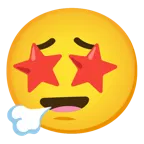 face exhaling + star-struck