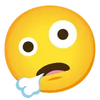 face exhaling + zany face