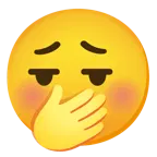 face exhaling + face with hand over mouth