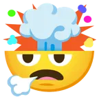 face exhaling + exploding head
