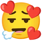 face exhaling + smiling face with hearts