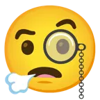 face exhaling + face with monocle