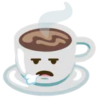 face exhaling + hot beverage