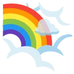 face in clouds + rainbow