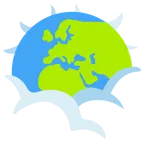 face in clouds + globe showing Europe-Africa