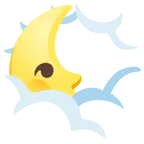face in clouds + last quarter moon face