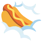 face in clouds + hot dog