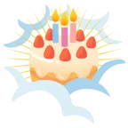 face in clouds + birthday cake