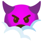 face in clouds + angry face with horns