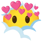 face in clouds + heart with arrow