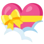 face in clouds + heart with ribbon
