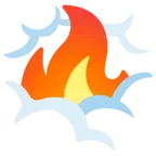 face in clouds + fire