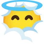 face in clouds + smiling face with halo