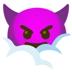 face in clouds + smiling face with horns