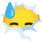 face in clouds + downcast face with sweat