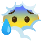 face in clouds + anxious face with sweat